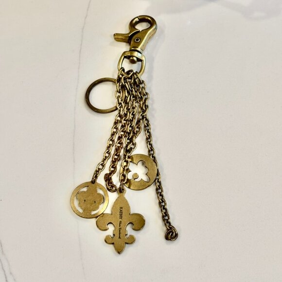 Vintage Kathy Van Zeeland FLEUR DE LIS Charm Keychain Fob signed Rare - Picture 5 of 11